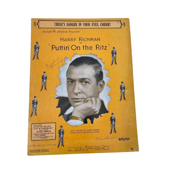 Theres Danger In Your Eyes Cherie Sheet Music Puttin On the Ritz Harry Richman - Picture 1 of 6